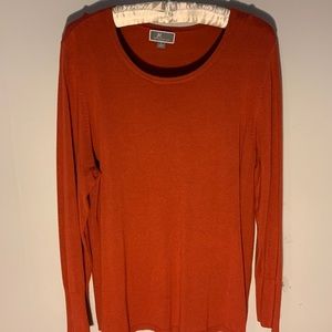 Women's Studded-Cuff Sweater in Burnt Orange Color